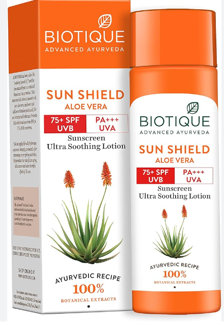 Lotion BIOTIQUE Moisturizer SUN protect Morning Nectar - 100% Advanced Ayurveda Sunscreen ultra protection 30+ SPF UVB 120ml