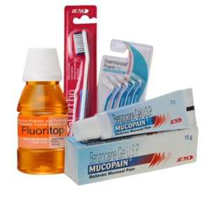 Kit Ortho Oral Hygiene: 1 Mucopain, 5 Proxa brushes, 1 Ortho Brush, 1 Fluoritop Mouthwash by ICPA