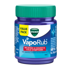 Vaporub 50ml Vicks, Relief From Cold, Cough, Blocked Nose, Headache, Body Ache, Muscular Stiffness And Breathing Difficulty