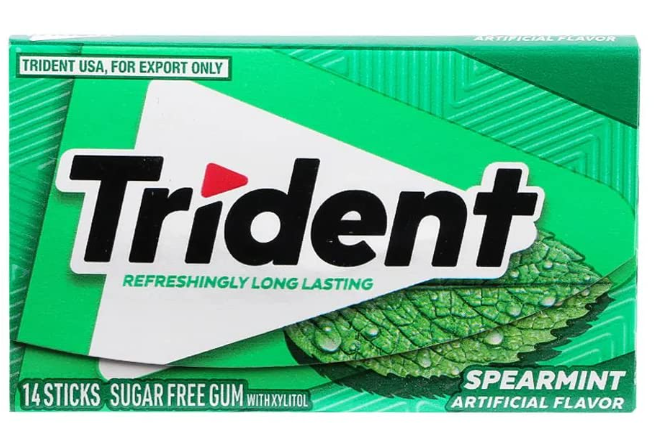 Chewing gum - TRIDENT Spearmint flavour sugar free, 14 sticks 26gm